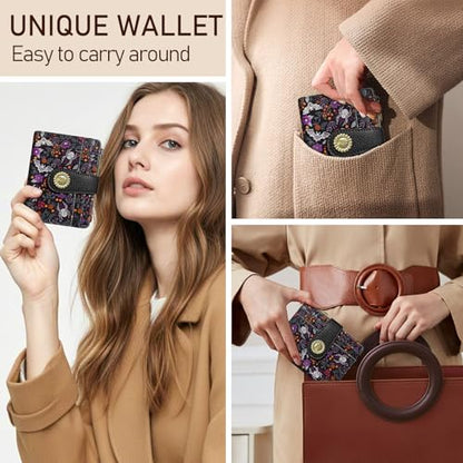 Kelvoris Goth Bats Spiders Web Small Rfid Women Wallet Zipper Coin Pocket - color: Bats and Spiders