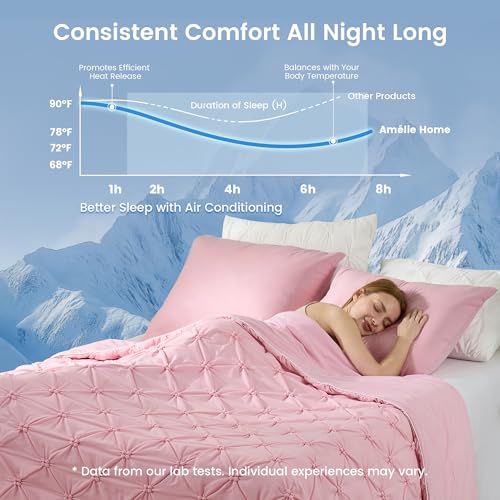 Amélie Home Elegant Pintuck Cooling Comforter Twin Size, Blush Pink - color: Blush Pink, size: Twin/Twin XL (68''x90'')