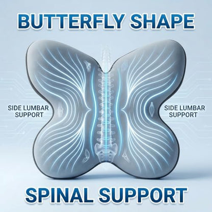 Butterfly Lumbar Support Pillow for Car and Chair, Black - color: Black-1