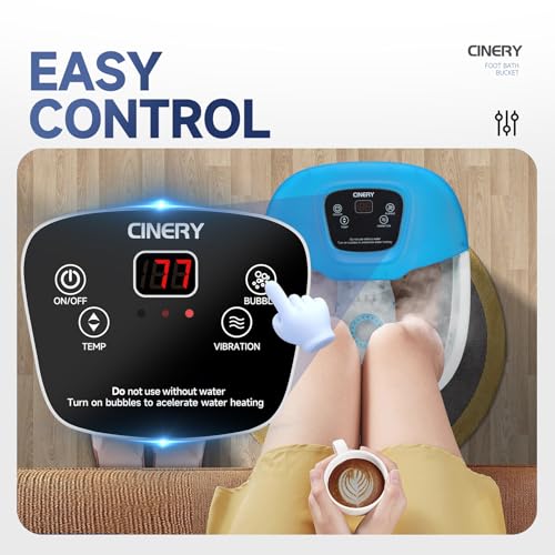 Foot Spa Bath Massager with Heat, Bubbles, Vibration and Pedicure Foot Spa with 16 Rollers for Feet Stress Relief, Foot Soaker with Mini Acupressure Massage Points & Temperature Control