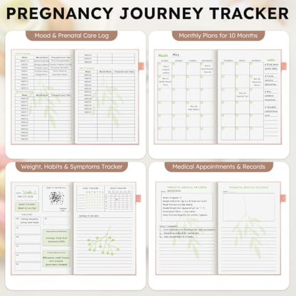 JUBTIC Pregnancy Journal, Baby Book Keepsake, Pink Linen Hardcover - color: Pink
