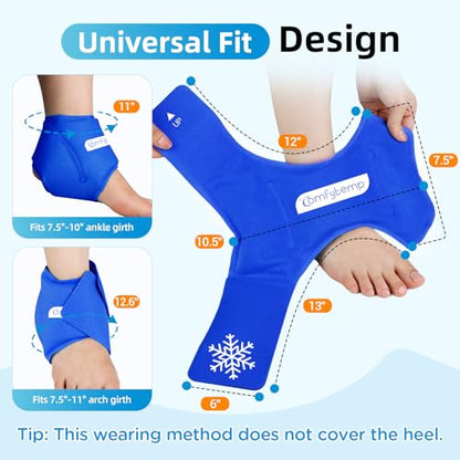 Comfytemp Ankle Ice Pack Wrap for Plantar Fasciitis, Achilles Tendonitis - color: Dark Blue, size: Standard