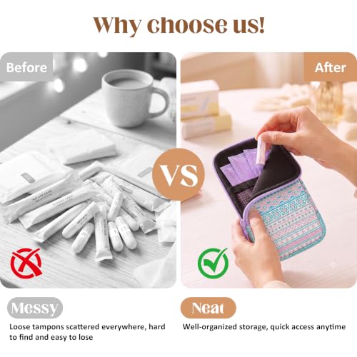2PCS Tampon Holder Zipper Pouches Portable Period Bags - color: Bohemia