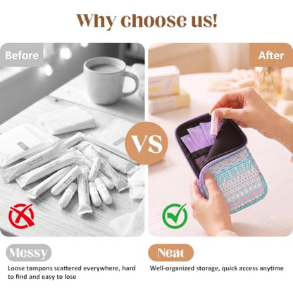 2PCS Tampon Holder Zipper Pouches Portable Period Bags - color: Bohemia