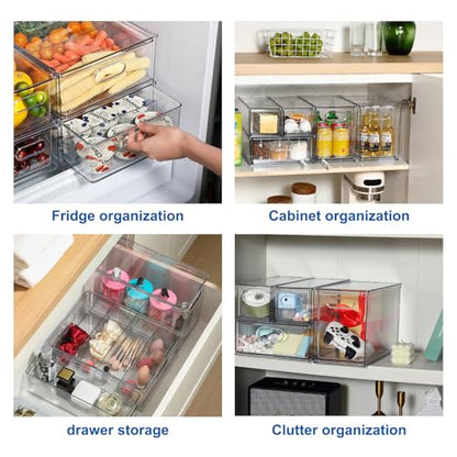 Fridge Organizers and Storage Pull Out Drawer, 2 Tall - size: 2 Tall