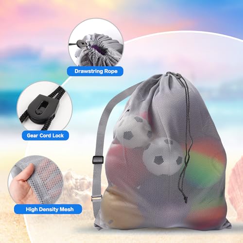 GSE Mesh Sports Drawstring Bag, Shoulder Strap, X-Large, 24"x36"/30"x40" - color: Grey, style: 30"x40" - 6-pack