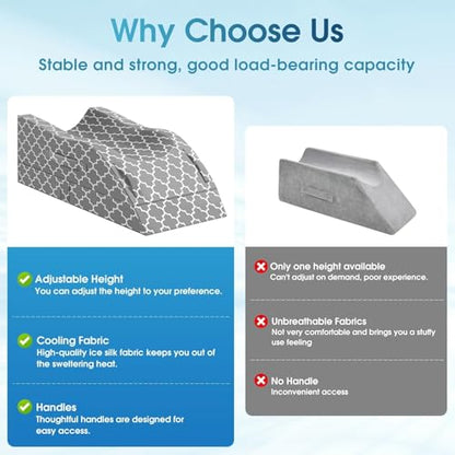 CloudBliss Leg Elevation Pillows for After Surgery, Wedge Pillow, Grey - size: Single Leg