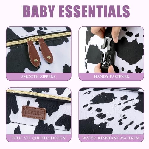 Tuwubi Diaper Bag Tote,Baby Diaper Bag with Pacifier Case - color: Cow Print, size: Medium