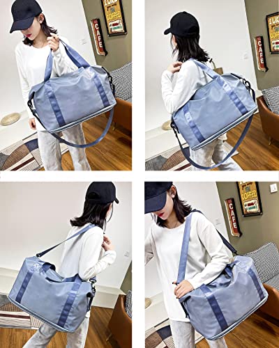 Expandable Travel Duffle Bag Weekender Carry on Bag for Women, Blue - color: Blue