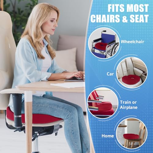 BlissTrends Donut Pillow Seat Cushion, Memory Foam Lifting Cushions - color: Red, size: Large