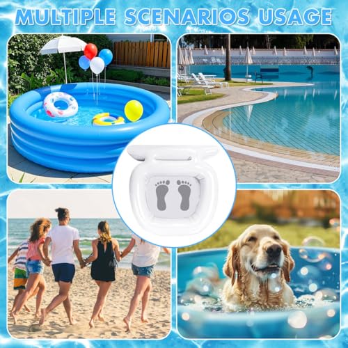 Inflatable Pool Foot Bath Basin,Foldable Foot Soaking Basin for Swimming Pool,Collapsible Foot Soaking Tub for Entry Ladder (White) - color: White