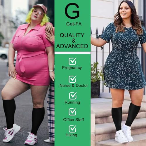 4 Pairs Plus Size Compression Socks,Extra Wide Calf - color: Colorful/Black/Purple/Blue, size: XX-Large