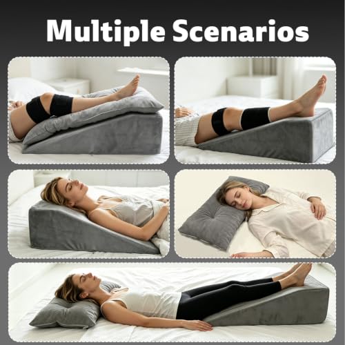 Leg Elevation Pillows for After Surgery, Height-Adjustable Knee Replacement Recovery Wedge Pillow for Single Leg with Removable Thick Soft Cushion for Hip Ankle Knee Relief Keep Leg Straight
