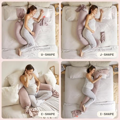 bbhugme Pregnancy Pillow, Dusty Pink - Adjustable Firmness & Shape