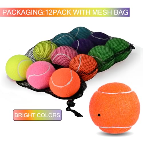 INSUM Bulk Tennis Balls, Extra Duty Practice Balls with Mesh Bag - color: Mixed, size: 12 Pack