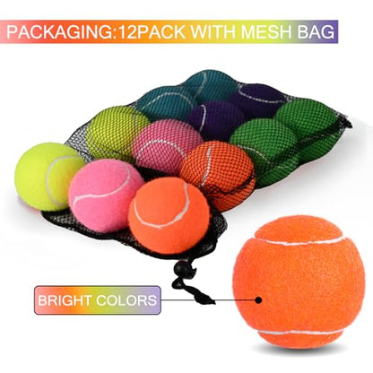 INSUM Bulk Tennis Balls, Extra Duty Practice Balls with Mesh Bag - color: Mixed, size: 12 Pack