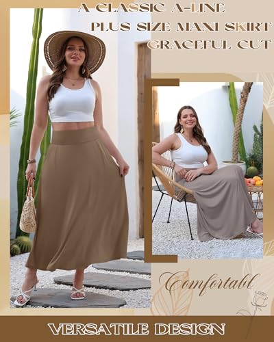 3 Pack Women's Plus Size Maxi Skirts - color: Black, Light Gray, Coffee, size: X-Large