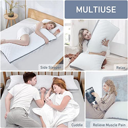 Leeden Body Pillow Insert 20 x 54 for Side Sleepers White Support - color: Grey-side
