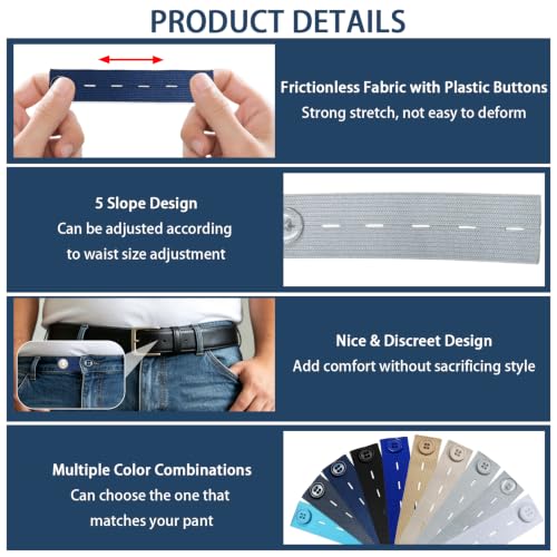 10PCS Elastic Button Extenders for Jeans,Pants Button Extender for WomenMen - color: Style D_10PCS, 1 Styles