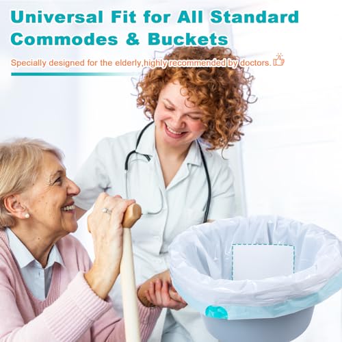 Commode Liners with Absorbent Pads, 60 Bedside Commode Liners and 60 Pads - size: 21*16in-60+60