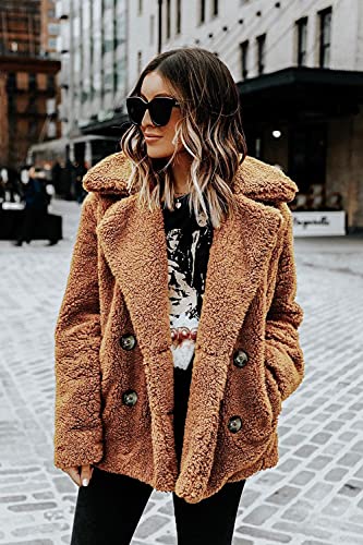 PRETTYGARDEN Women's Oversized Sherpa Fleece Coats - color: Style Two Camel, size: 3X-Large