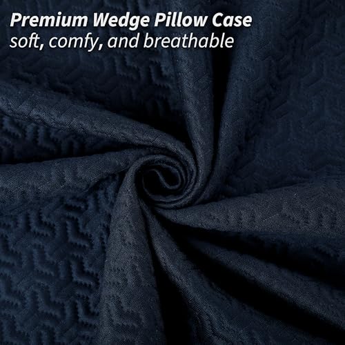 Wedge Pillow Cover 24x24x10 in, Zipper & Pockets, Navy Blue - color: Navy Blue