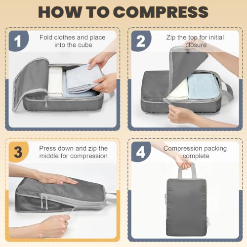 8-Set Compression Packing Cubes for Travel - color: Dark Gray