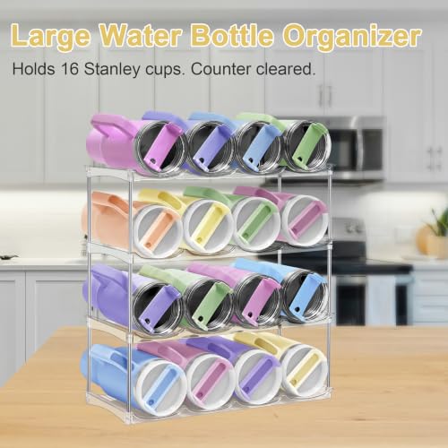 Spaclear Water Bottle Organizer - Stackable Water Bottle Holder for Cabinet - size: 16-Bottle