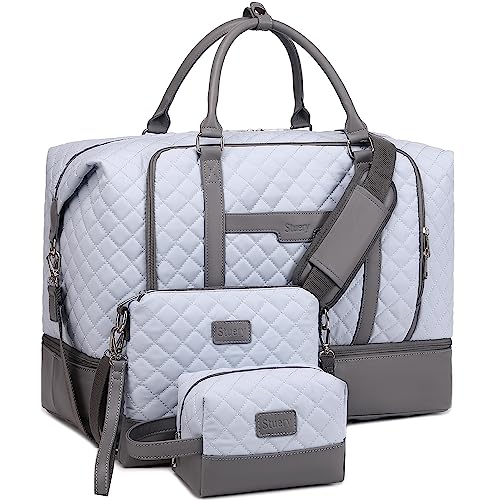 Weekender Bags for Women, Large Travel Duffel Bag, Carry on Overnight Bag - color: B-Light-Blue