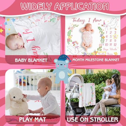 Silly Goose Baby Milestone Blanket for Baby Girl,