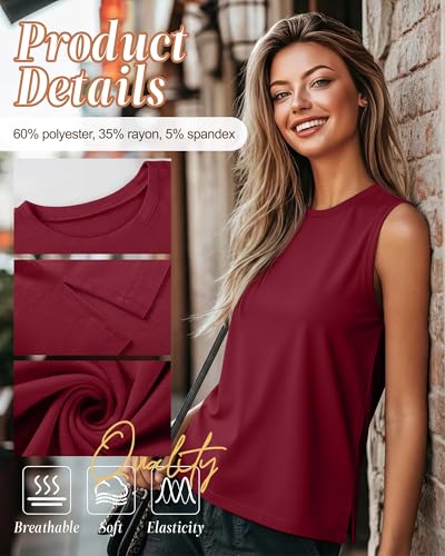 2 Pack Women's Sleeveless Tank Tops - color: Navy, Wine Red, size: Medium