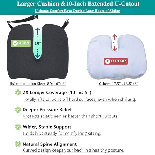 Larger Seat Cushion for Office Chair,10-Inch Extended U-Cutout
