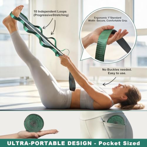 Acozycoo Stretching Strap with Loops for Physical Therapy,Knee,Calf,Back - color: Red-02, size: Length: 75 Inch, Width: 1 Inch