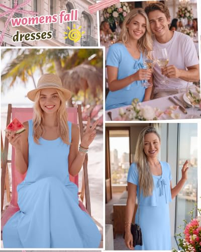 2 Piece Dress Sets for Women Fall Casual Dresses - color: Blue, size: X-Large