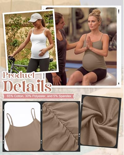 4 Pack Maternity Tank Tops - color: Khaki, Coffee, White, Black, size: Large