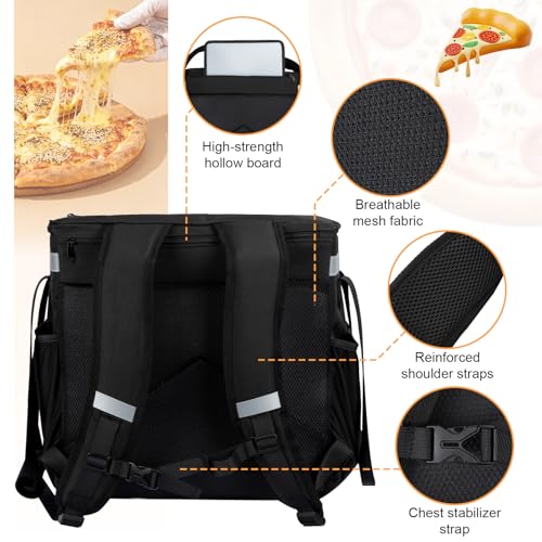 Food Delivery Backpack, Expandable Delivery Backpack Pizza Bag, XL - color: Black, size: XL