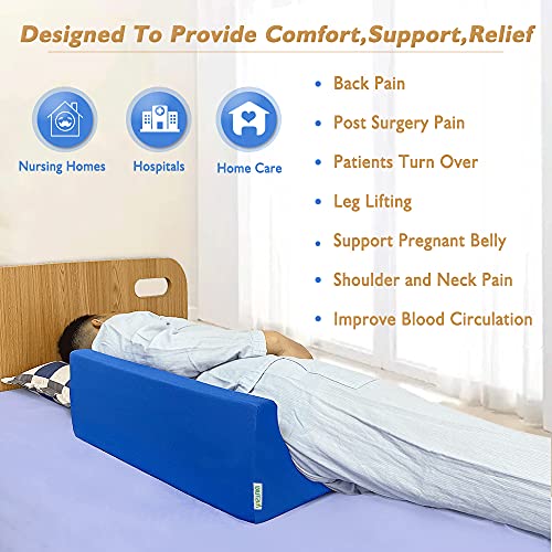 Wedge Pillow for Side Sleeping 30 Degree Foam Wedges for Positioning in Bed - color: Blue