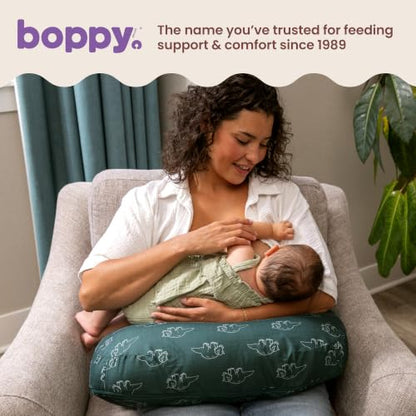 Boppy Nursing Pillow, Safe Ergonomic Breastfeeding & Baby Feeding Support - color: Forest Green Dinos