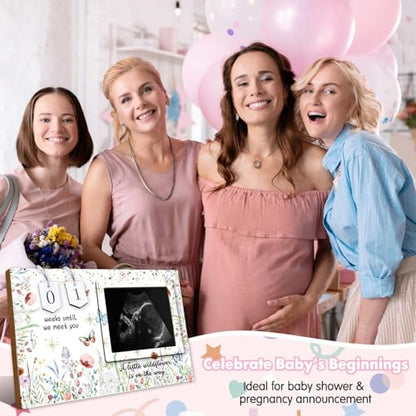 Wildflower Sonogram Picture Frame,Ultrasound Photo Frame Baby Countdown - size: wildflower