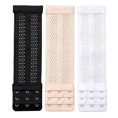 3Pcs Elastic Bra Extenders, 3Hooks 3Rows Mesh Bra Extension Straps