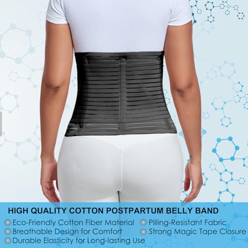 Postpartum & Post Surgery Abdominal Binder. Postpartum Belly Band - color: Black-XL