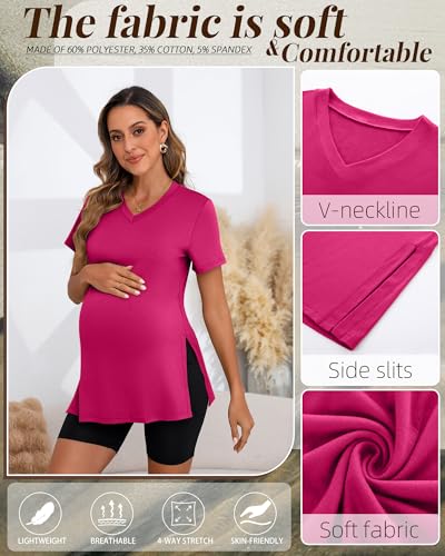 Ficerd 3 Pack Women's Maternity Shirts - color: Black, Cream, Hot Pink, size: Medium