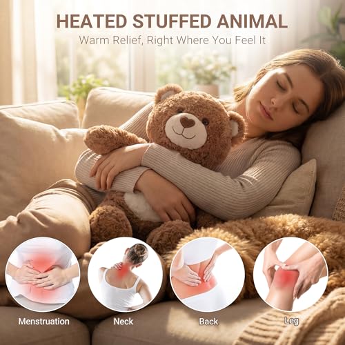 Teddy Bear Heating Pad Plush, USB Powered Belly Warmer Gift for Women - color: Brown Teddy Bear Heating Pad