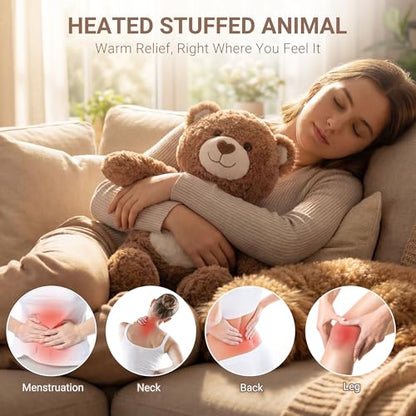 Teddy Bear Heating Pad Plush, USB Powered Belly Warmer Gift for Women - color: Brown Teddy Bear Heating Pad