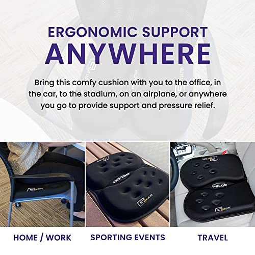 GSeat Elite Orthopedic Gel and Foam Seat Cushion for Coccyx, Back, Tailbone, Prostate, Postnatal, and Sciatica - Black - color: Black