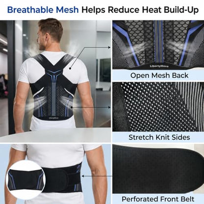 Back Brace Posture Corrector for Men, Adjustable Back Support Brace - size: M/L(Waist:33''-41'')