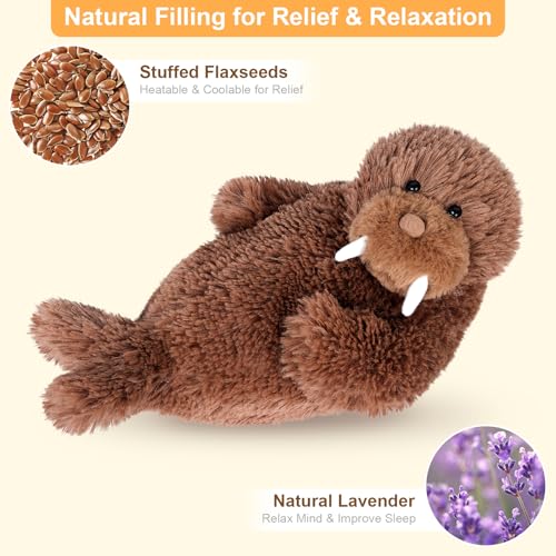 SuzziPals Walrus Stuffed Animal, Microwavable Heating Pad for Stress Relief - style: Walrus