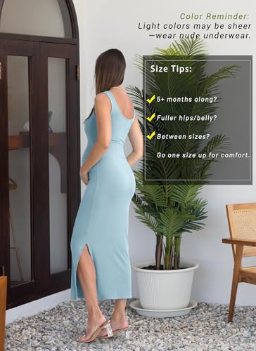 Rnxrbb 2 PCS Summer Fall Maternity Dresses Long Cardigan Set for Women - color: Light Blue, size: Medium