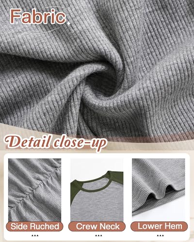 Neer 3 Pack Maternity Long Sleeve Shirts Ribbed Pregnancy Tops - color: Black, Dark Gray, Army Green, size: Large