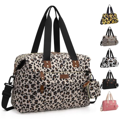 Pritent Diaper Bag Tote Waterproof Maternity Baby Bags with Pacifier Case - color: Leopard, size: Medium